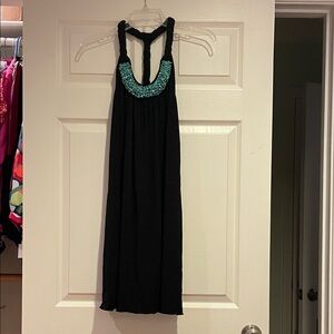 Iz Byer Black Dress with Teal Accents